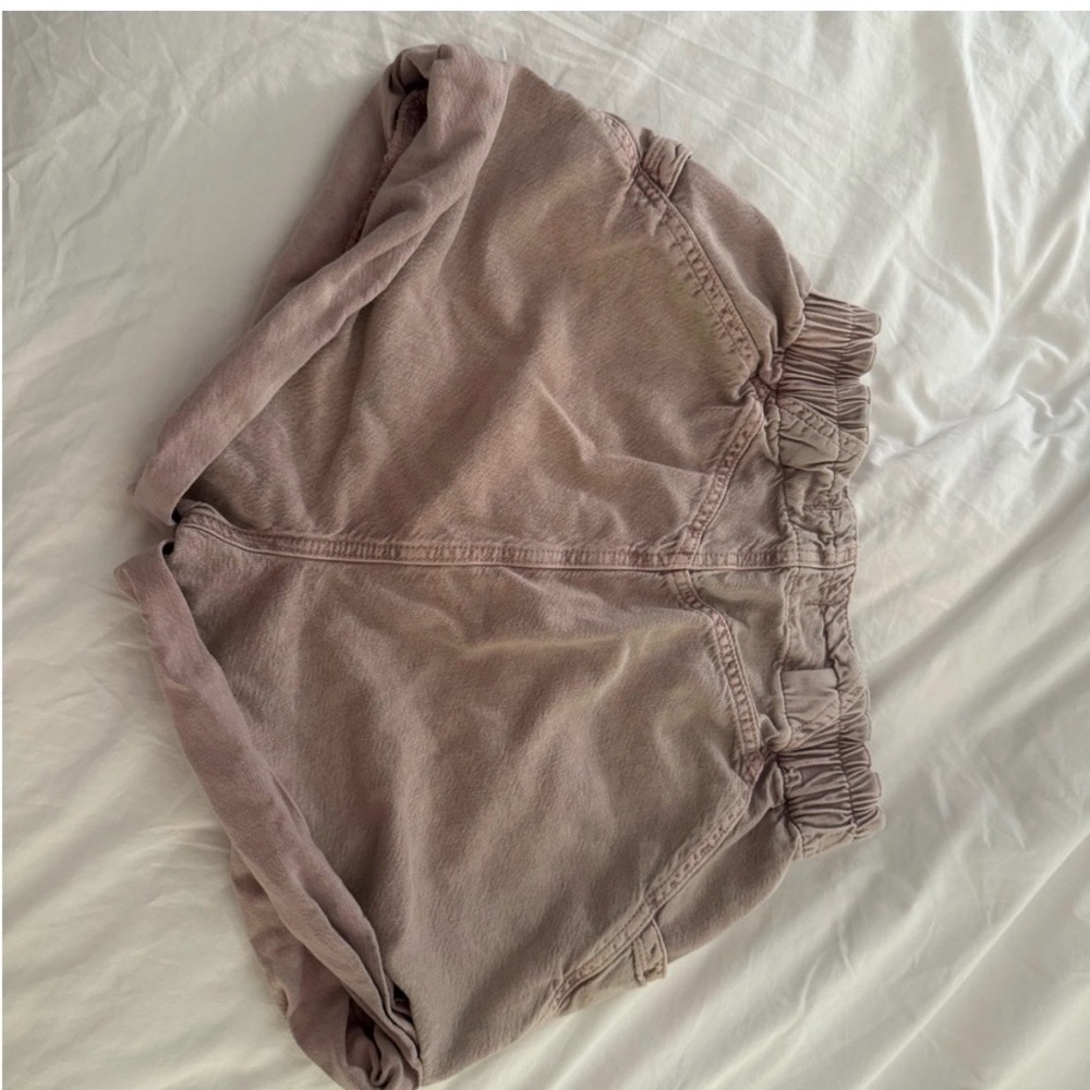 Free People Washed Mauve High-Waist Elastic Shorts - Picture 3 of 3